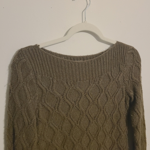 LOFT | Women's Olive Green/Brown Cable Knit Wool Blend Sweater (Size Medium) - Picture 3 of 14